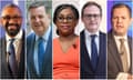 Composite photo: James Cleverly, Mel Stride, Kemi Badenoch, Tom Tugendhat and Robert Jenrick.