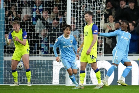 Championship pace-setters Coventry City are ahead at half-time against Preston.
