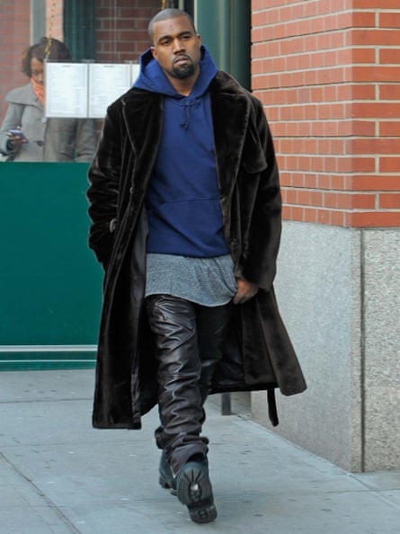 Kanye West takes the streets wearing his leather joggers