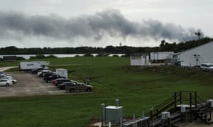 Smoke rises from a SpaceX launch site on Thursday in Cape Canaveral, Florida.
