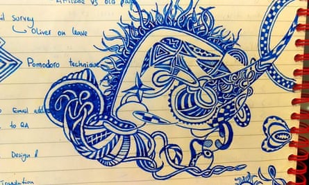 blue biro doodle