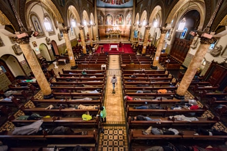 The Gubbio project at St Boniface in San Francisco. The church opens its doors every weekday at 6am to allow homeless people to rest until 3pm.
