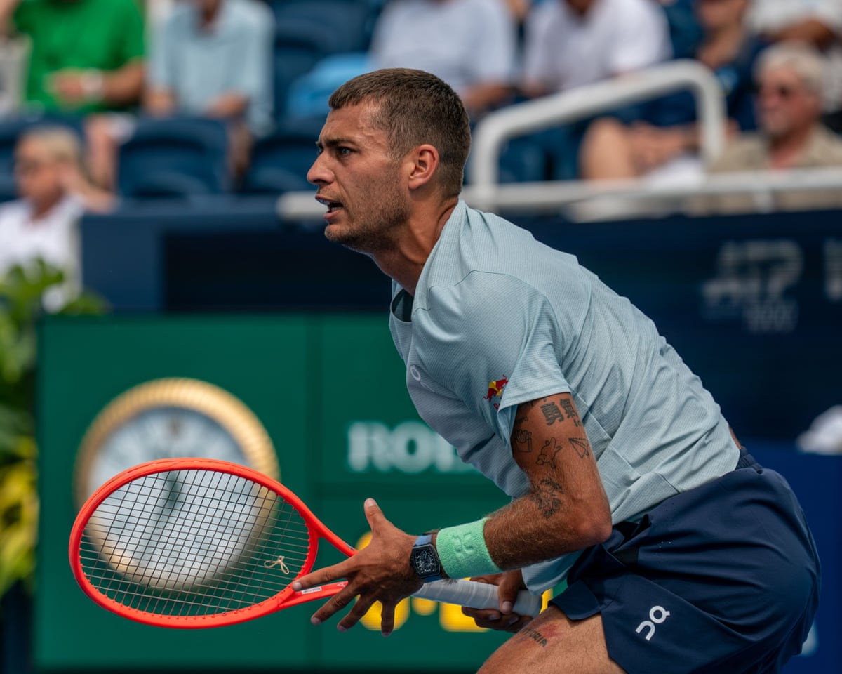 Tennis player Flavio Cobolli in action at the Cincinnati Open