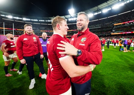 Andy Farrell congratulates Jac Morgan after securing a series victory