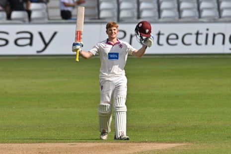 Thomas Rew celebrates his century