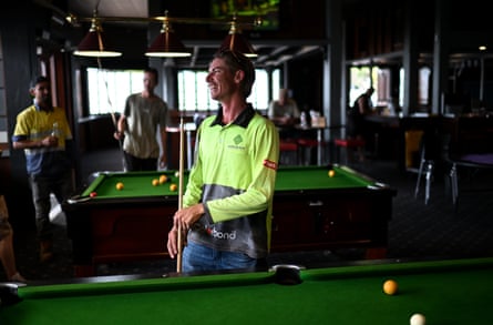 Jack Timms shoots pool at the Club Tavern.