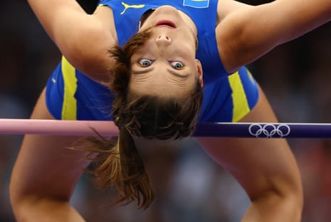 Yaroslava Mahuchikh of Ukraine in the women’s high jump final.