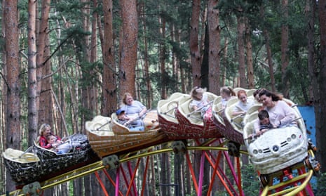 Full of fear, but fun ... riding a rollercoaster in Domodedovo, Russia. 