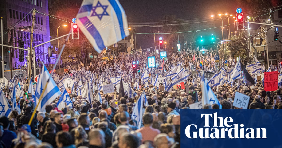 Huge crowds protest in Israel over rightwing government’s judicial reforms