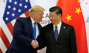 Donald Trump shakes hands with China’s President Xi Jinping during the G20 leaders’ summit in Osaka, Japan, in June 2019