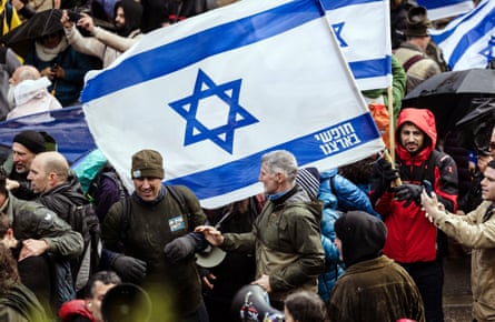 Yair Golan in Jerusalem taking part in a protest demanding the release of all hostages from Gaza, 20 March 2025.