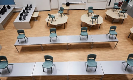 An empty classroom at St Ambrose Barlow RC high school