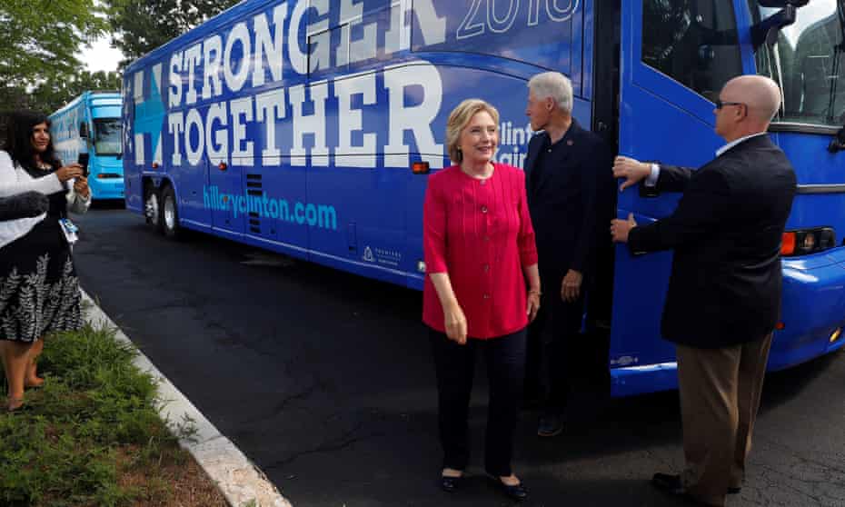 Hillary Clinton makes a campaign stop with former president Bill Clinton in Hatfield, Pennsylvania, on Friday.