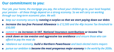 The Tory party’s 2015 manifesto pledge on VAT
