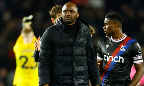 Patrick Vieira in danger of sack at Crystal Palace after 12 games without win