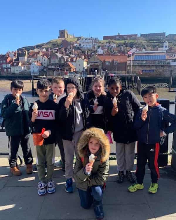 Kids from year 5 at Parklands school on their trip to Whitby