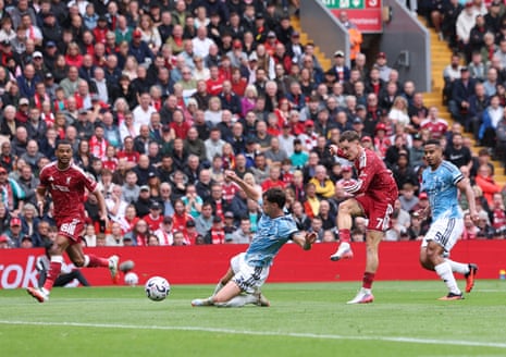 Florian Wirtz of Liverpool scores a goal which was later ruled out by VAR.