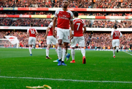 Pierre-Emerick Aubameyang and banana skin on Arsenal pitch