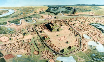 Illustration of Cahokia city