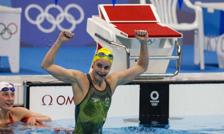 Kaylee McKeown reacts to winning the women’s 200m backstroke.