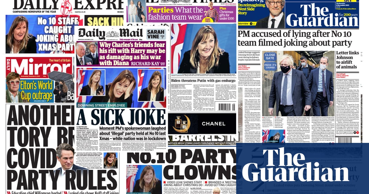 ‘A sick joke’: what the papers say about the No 10 Christmas party video