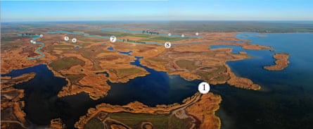 An overview of the dams being removed in the Danube Delta Biosphere Reserve in Ukraine.