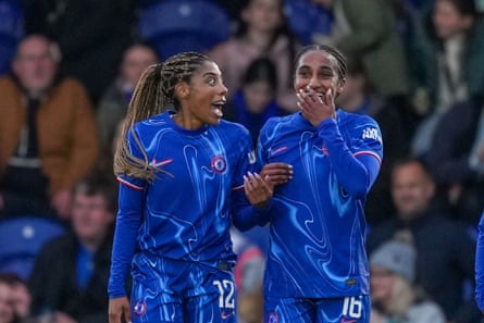 Chelsea defender Naomi Girma with Ashley Lawrence.