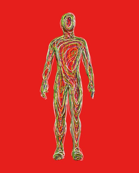 Illustration of a human figure made of tangled wires, representing CALMER nervous system