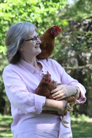 Nicky Cullum with some of her rehomed battery hens.