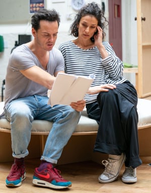 From dragons to dressing gowns … Andrew Scott and Varma rehearse Present Laughter.