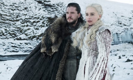Kit Harington as Jon Snow, left, and Emilia Clarke in Game of Thrones.