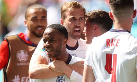 Harry Kane (centre) and Raheem Sterling (front) have been two of the main targets for abuse