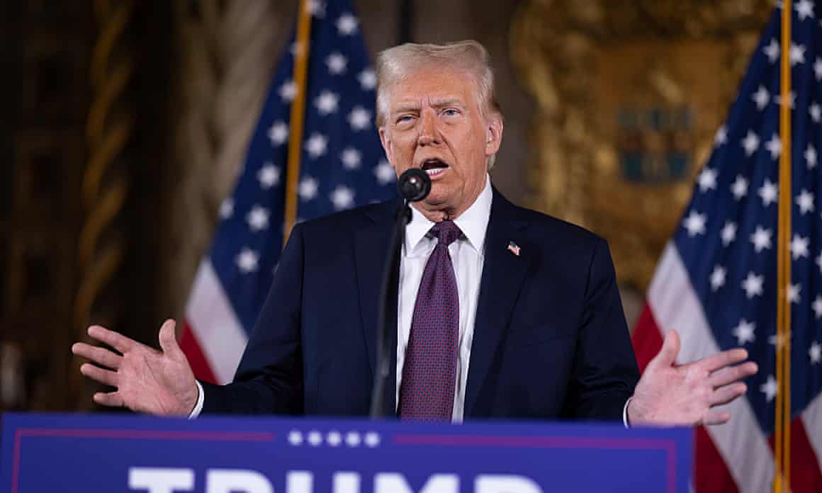 Donald Trump speaks at the Mar-a-Lago Club on Tuesday.