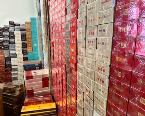 Boxes of illegal cigarettes
