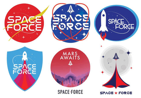 The suggested logos for the new US space force. 