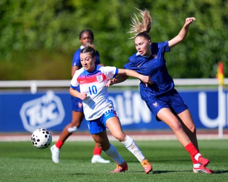 Erica Meg Parkinson successful action for England Under-23s.