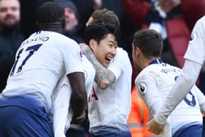 Tottenham Hotspur’s South Korean striker Son Heung-Min celebrates scoring the only goal against Newcastle United at Wembley. His shot seven minutes from time should never have been the visiting keeper and ensured that Spurs still remain without a draw this season
