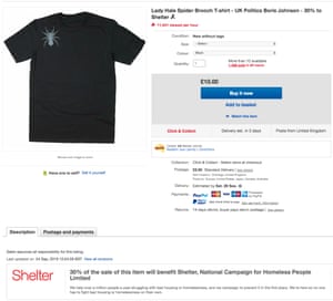 The eBay listing for the Lady Hale brooch T-shirt.