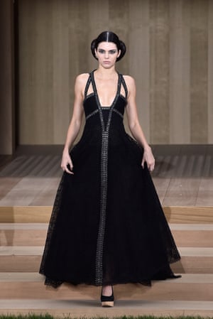 Kendall Jenner walks the runway during the Chanel SS16 haute couture show at Paris Fashion Week.