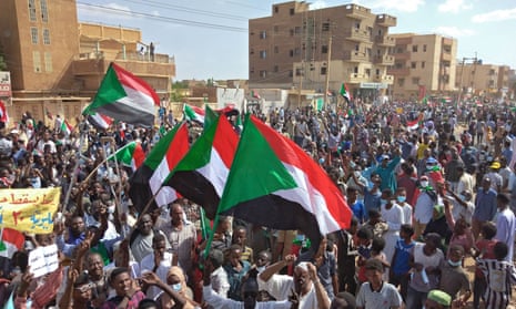 Anti-coup protesters in Omdurman, Sudan, 30 October, 2021.