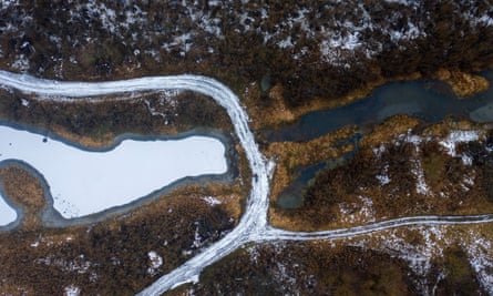 Unpaved tracks cut through marshland in Pripyat National Park