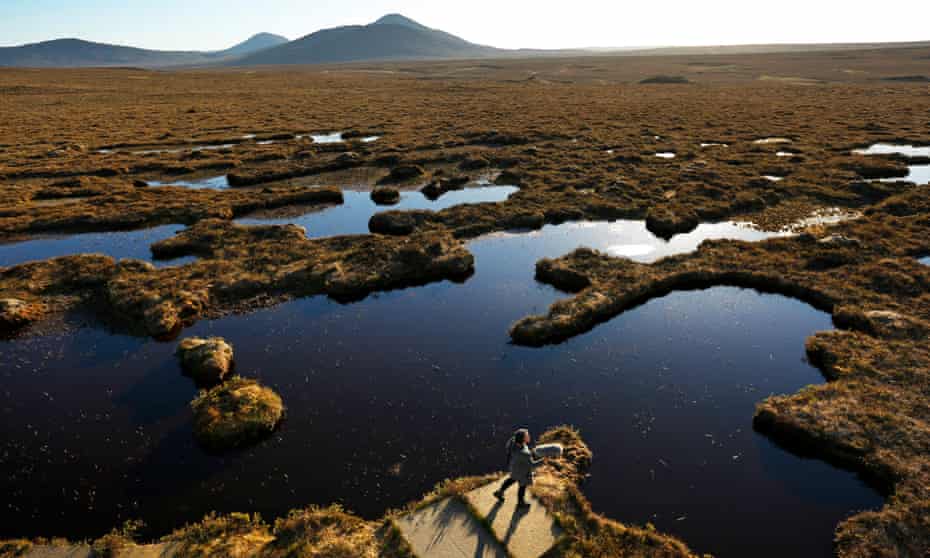 Peatland in Caithness and Sutherland. Fully restoring the UK’s lost peatlands could cost £8bn-£22bn over the next century, but the ONS predicted savings of £109bn in reduced carbon emissions.