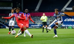 Callum Robinson of West Bromwich Albion fires in the opening goal.