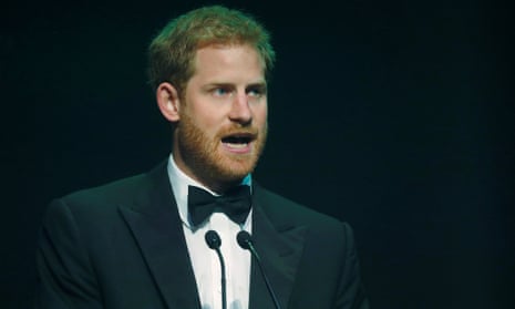 Prince Harry receives a posthumous Attitude Legacy Award on behalf of his mother Diana, Princess of Wales, at the Attitude awards in London