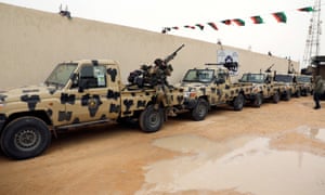 A Libyan militiaman allied to the government in Tripoli checks the confiscated military vehicles from Khalifa Haftar’s troops.