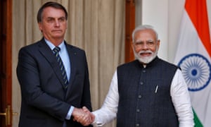 El primer ministro de India, Narendra Modi, y el presidente de Brasil, Jair Bolsonaro, en India a principios de este año.
