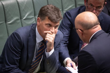 Shadow Treasurer Angus Taylor and Peter Dutton during question time