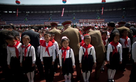In Pyongyang, children are inducted into their first political organisation the Korean Children’s Union.