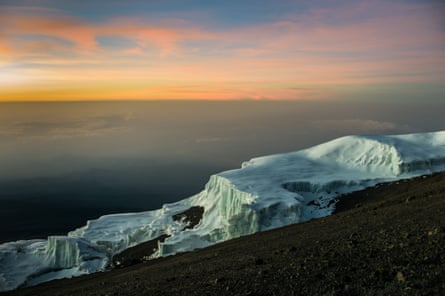 Sunrise view of Kilimanjaro’s glaciers from stella point