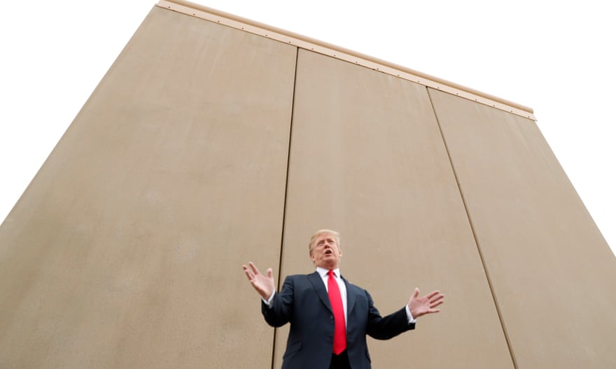 Trump speaks before border wall prototypes near the Otay Mesa port of entry in San Diego.
